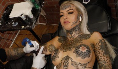 Tattoo woman nude masturbating